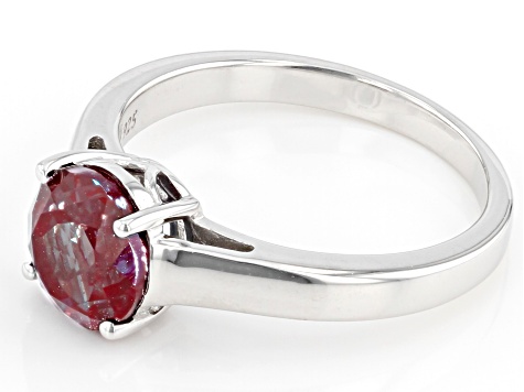 Blue Lab Created Alexandrite Rhodium Over Sterling Silver Solitaire June Birthstone Ring 1.96ct