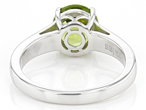 Green Peridot Rhodium Over Sterling Silver Solitaire August Birthstone Ring 1.70ct