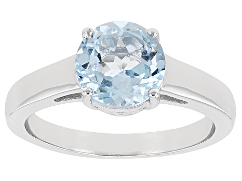 Sky Blue Topaz Rhodium Over Sterling Silver Solitaire December Birthstone Ring 1.91ct