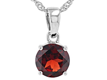 Picture of Red Vermelho Garnet™ Rhodium Over Sterling Silver January Birthstone Pendant With Chain 2.04ct