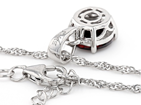 Red Vermelho Garnet™ Rhodium Over Sterling Silver January Birthstone Pendant With Chain 2.04ct