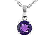 Purple African Amethyst Rhodium Over Sterling Silver February Birthstone Pendant With Chain 1.53ct