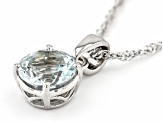 Blue Aquamarine Rhodium Over Sterling Silver March Birthstone Pendant With Chain 1.53ct
