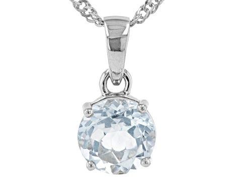 White Topaz Rhodium Over Sterling Silver April Birthstone Pendant With Chain 2.00ct