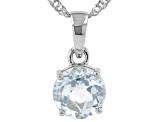 White Topaz Rhodium Over Sterling Silver April Birthstone Pendant With Chain 2.00ct