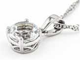 White Topaz Rhodium Over Sterling Silver April Birthstone Pendant With Chain 2.00ct