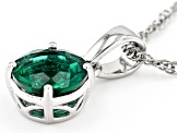 Green Lab Created Emerald Rhodium Over Sterling Silver May Birthstone Pendant With Chain 1.57ct