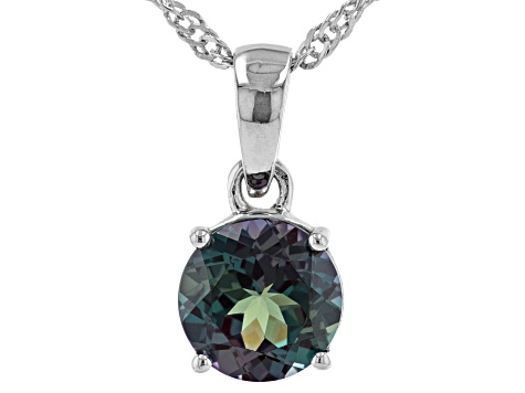 Blue Lab Alexandrite Rhodium Over Sterling Silver June Birthstone Pendant With Chain 1.96ct