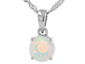 Multi Color Ethiopian Opal Rhodium Over Sterling Silver October Birthstone Pendant With Chain 0.94ct