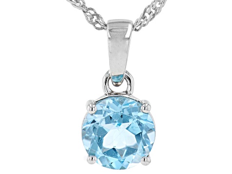 Sky Blue Topaz Rhodium Over Sterling Silver December Birthstone Pendant With Chain 1.91ct