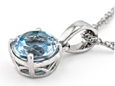 Sky Blue Topaz Rhodium Over Sterling Silver December Birthstone Pendant With Chain 1.91ct