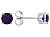 Purple African Amethyst Rhodium Over Sterling Silver February Birthstone Stud Earrings 1.27ctw