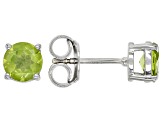 Green Peridot Rhodium Over Sterling Silver August Birthstone Stud Earrings 1.36ctw