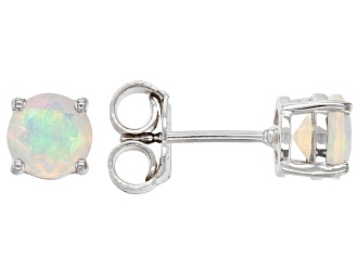 Multicolor Ethiopian Opal Rhodium Over Sterling Silver October Birthstone Stud Earrings 0.68ctw