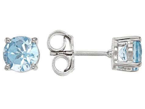 Sky Blue Topaz Rhodium Over Sterling Silver December Birthstone Stud Earrings 1.70ctw