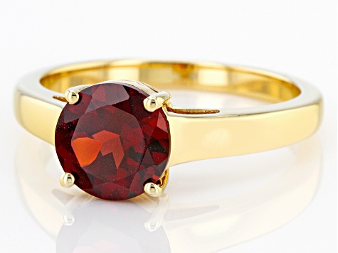 Red Garnet 18k Yellow Gold Over Sterling Silver January Birthstone Ring 2.15ct