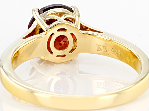 Red Garnet 18k Yellow Gold Over Sterling Silver January Birthstone Ring 2.15ct