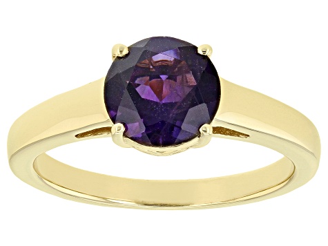 Purple African Amethyst 18k Yellow Gold Over Sterling Silver February Birthstone Ring 1.75ct