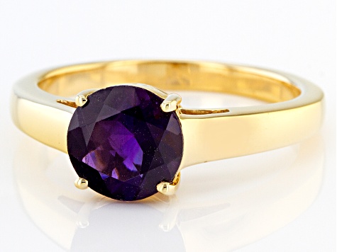 Purple African Amethyst 18k Yellow Gold Over Sterling Silver February Birthstone Ring 1.75ct