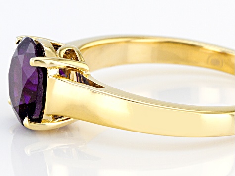 Purple African Amethyst 18k Yellow Gold Over Sterling Silver February Birthstone Ring 1.75ct