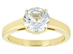 Blue Aquamarine 18k Yellow Gold Over Sterling Silver March Birthstone Ring 1.53ctw