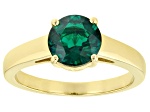 Green Lab Created Emerald 18k Yellow Gold Over Sterling Silver May Birthstone Ring 1.57ct