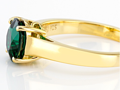 18K Yellow offers Gold Over Sterling Lab Emerald Ring