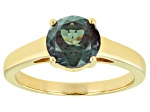 Blue Lab Created Alexandrite 18k Yellow Gold Over Sterling Silver June Birthstone Ring 2.28ct