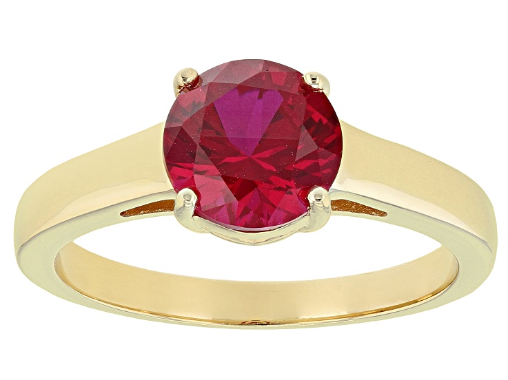 Red Lab Created Ruby 18k Yellow Gold Over Sterling Silver July Birthstone Ring 2.06ct