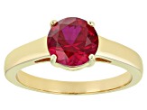 Red Lab Created Ruby 18k Yellow Gold Over Sterling Silver July Birthstone Ring 2.06ct