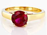 Red Lab Created Ruby 18k Yellow Gold Over Sterling Silver July Birthstone Ring 2.06ct