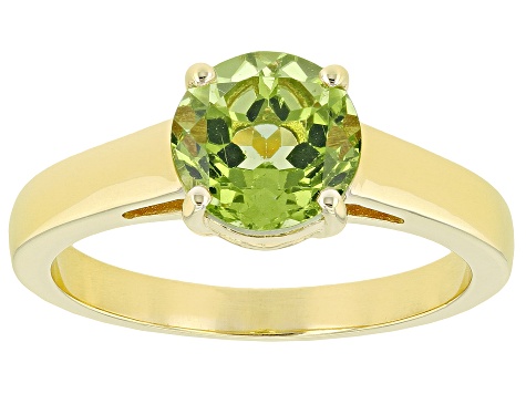 Green Peridot 18k Yellow Gold Over Sterling Silver August Birthstone Ring 1.95ct