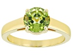 Green Peridot 18k Yellow Gold Over Sterling Silver August Birthstone Ring 1.95ct