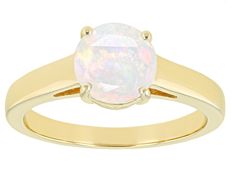 Multi Color Ethiopian Opal 18k Yellow Gold Over Sterling Silver October Birthstone Ring 1.04ct