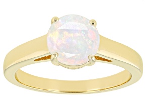 Multi Color Ethiopian Opal 18k Yellow Gold Over Sterling Silver October Birthstone Ring 1.04ct