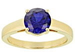 Blue Lab Created Sapphire 18k Yellow Gold Over Sterling Silver September Birthstone Ring 2.12ct