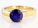 Blue Lab Created Sapphire 18k Yellow Gold Over Sterling Silver September Birthstone Ring 2.12ct