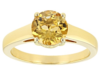 Picture of Yellow Brazilian Citrine 18k Yellow Gold Over Sterling Silver November Birthstone Ring 1.60ct