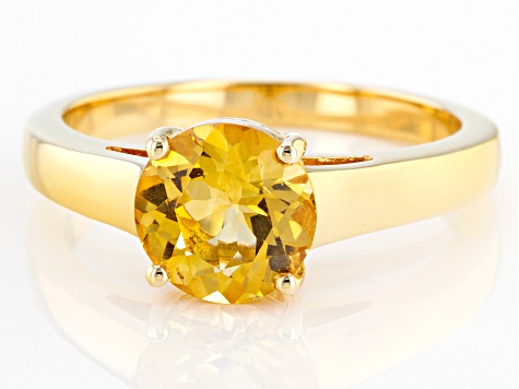 Yellow Brazilian Citrine 18k Yellow Gold Over Sterling Silver November Birthstone Ring 1.60ct