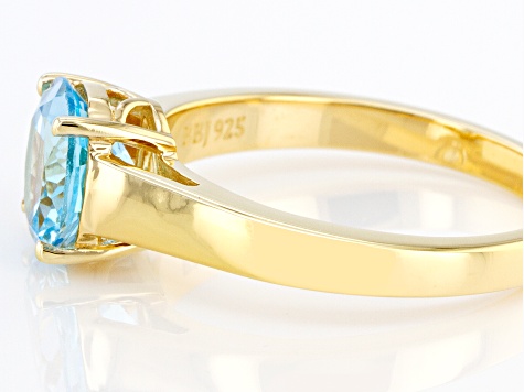 Sky Blue Topaz 18k Yellow Gold Over Sterling Silver December Birthstone Ring 1.91ct