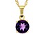 Purple African Amethyst 18k Yellow Gold Over Silver February Birthstone Pendant With Chain