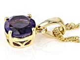 Purple African Amethyst 18k Yellow Gold Over Silver February Birthstone Pendant With Chain