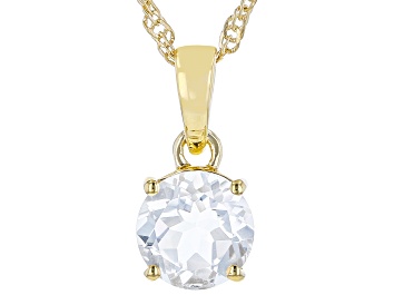 Picture of White Topaz 18k Yellow Gold Over Sterling Silver April Birthstone Pendant With Chain 2.37ct