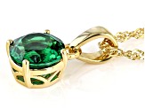 Green Lab Created Emerald 18k Yellow Gold Over Silver May Birthstone Pendant With Chain 1.57ct