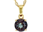 Green Lab Created Alexandrite 18k Yellow Gold Over Silver June Birthstone Pendant With Chain