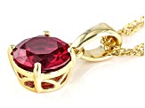 Red Lab Created Ruby 18k Yellow Gold Over Silver July Birthstone Pendant With Chain 2.06ct