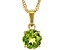 Green Peridot 18k Yellow Gold Over Silver August Birthstone Pendant with Chain 1.90ct