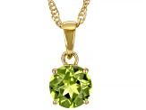 Green Peridot 18k Yellow Gold Over Silver August Birthstone Pendant with Chain 1.90ct