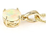 Multi Color Ethiopian Opal 18k Yellow Gold Over  Silver October Birthstone Pendant With Chain 1.04ct