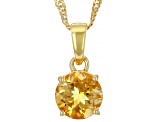 Yellow Brazilian Citrine 18k Yellow Gold Over Silver November Birthstone Pendant With Chain 1.60ct